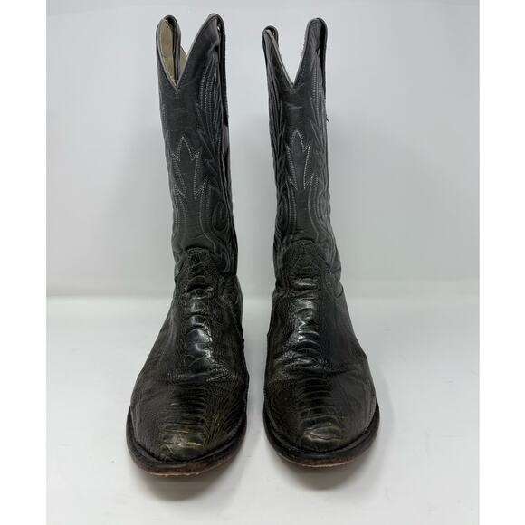 Corral Men's Western Genuine Ostrich Round Toe Boots Size 9D Gray Green Vintage - Picture 1 of 9
